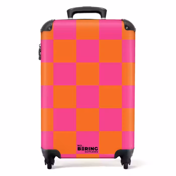 Valise - Carrés - Rose/Orange