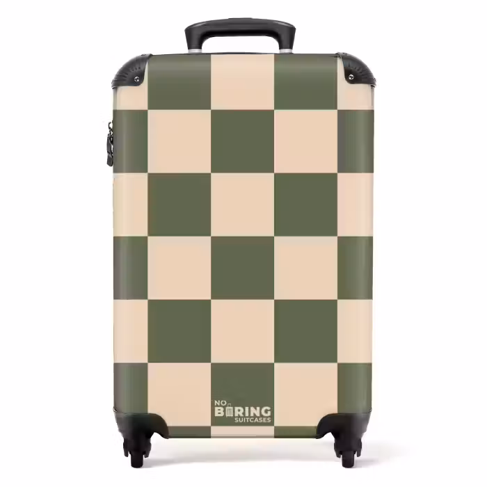 Valise - Carrés - Vert/Beige