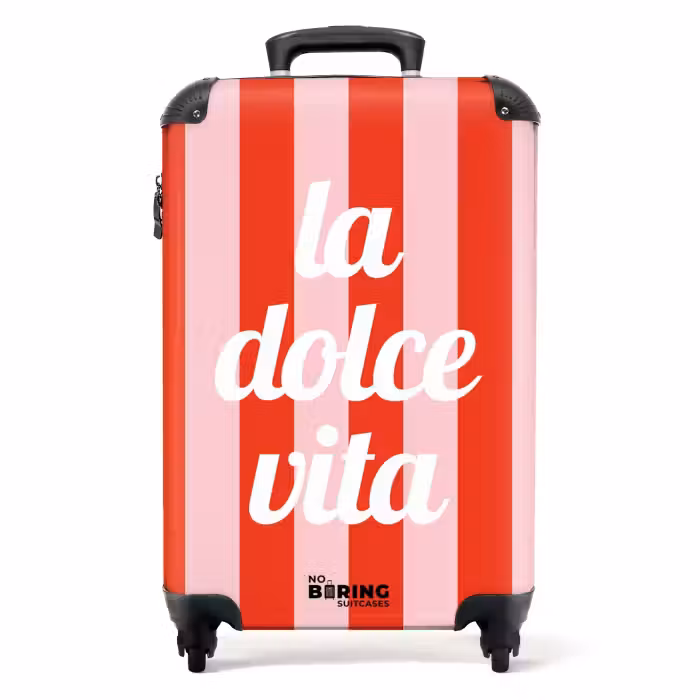 Valise - Citations - La dolce vita rouge tomate et rose fleuri