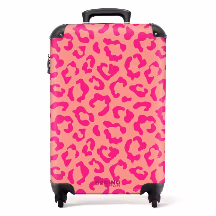 Valise - Imprimés animaliers - Valise imprimée panthère en rose et rose corail
